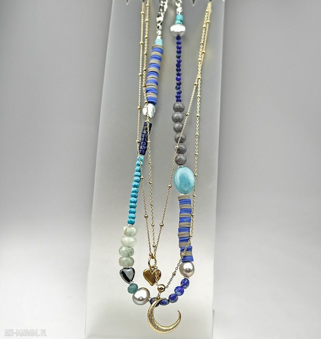 Choker Blue - modny naszyjnik niebieski handmade ze srebrem 925