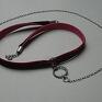 hand made naszyjniki aksamitka choker burgund /smycz / -