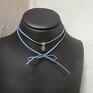 naszyjniki skóra choker - denim /heart/