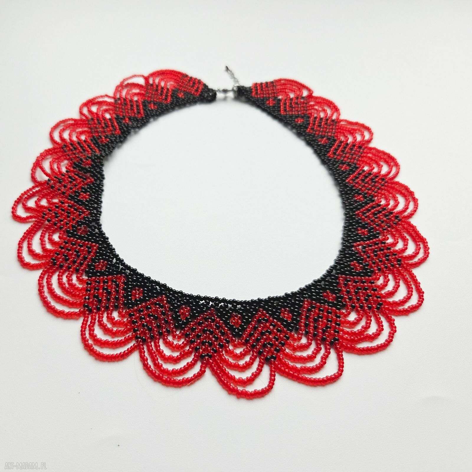 Naszyjnik choker „Mroczna Pokusa” - czerwono-czarna kolia z koralików