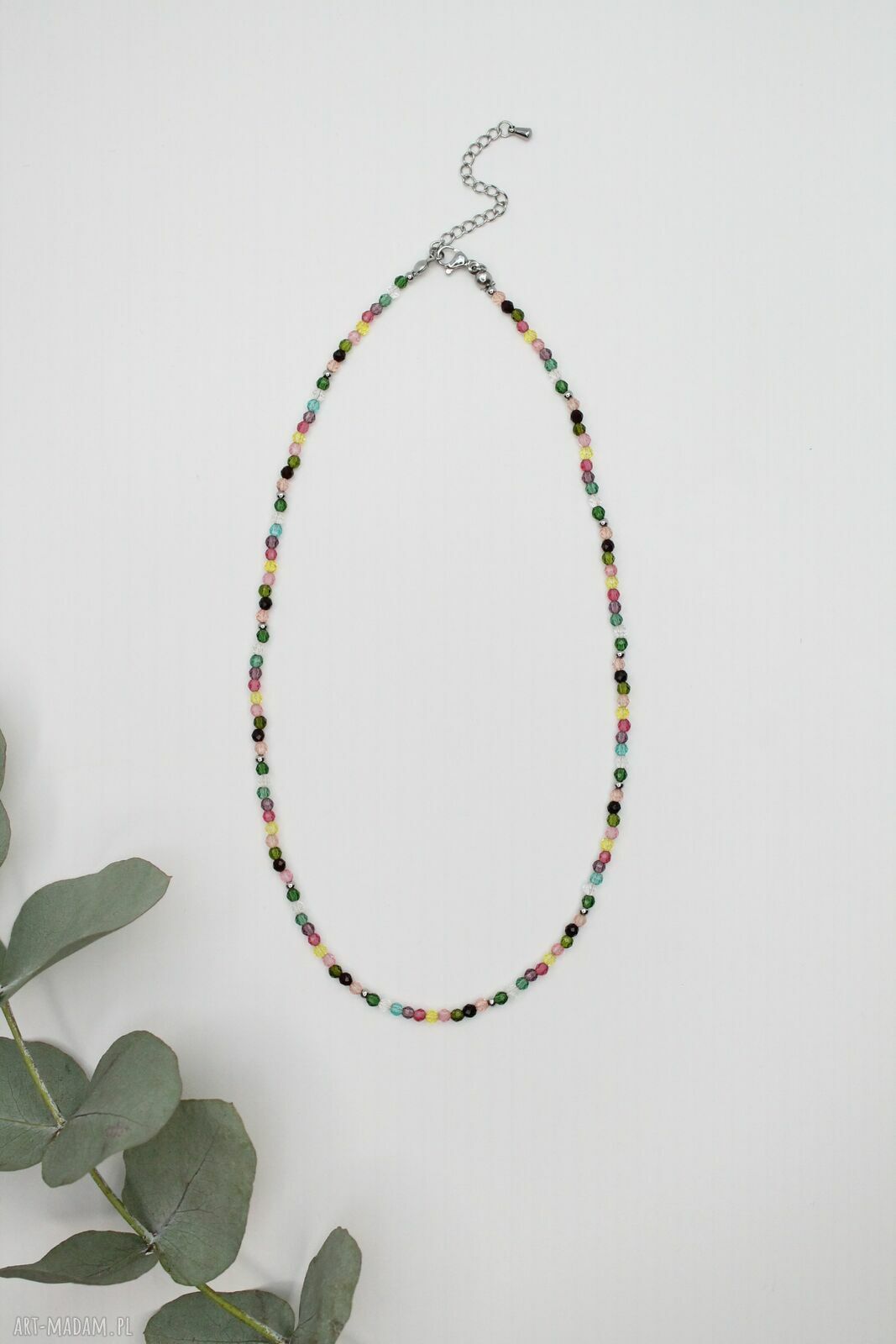 Kolorowy choker z drobnych szklanych koralików