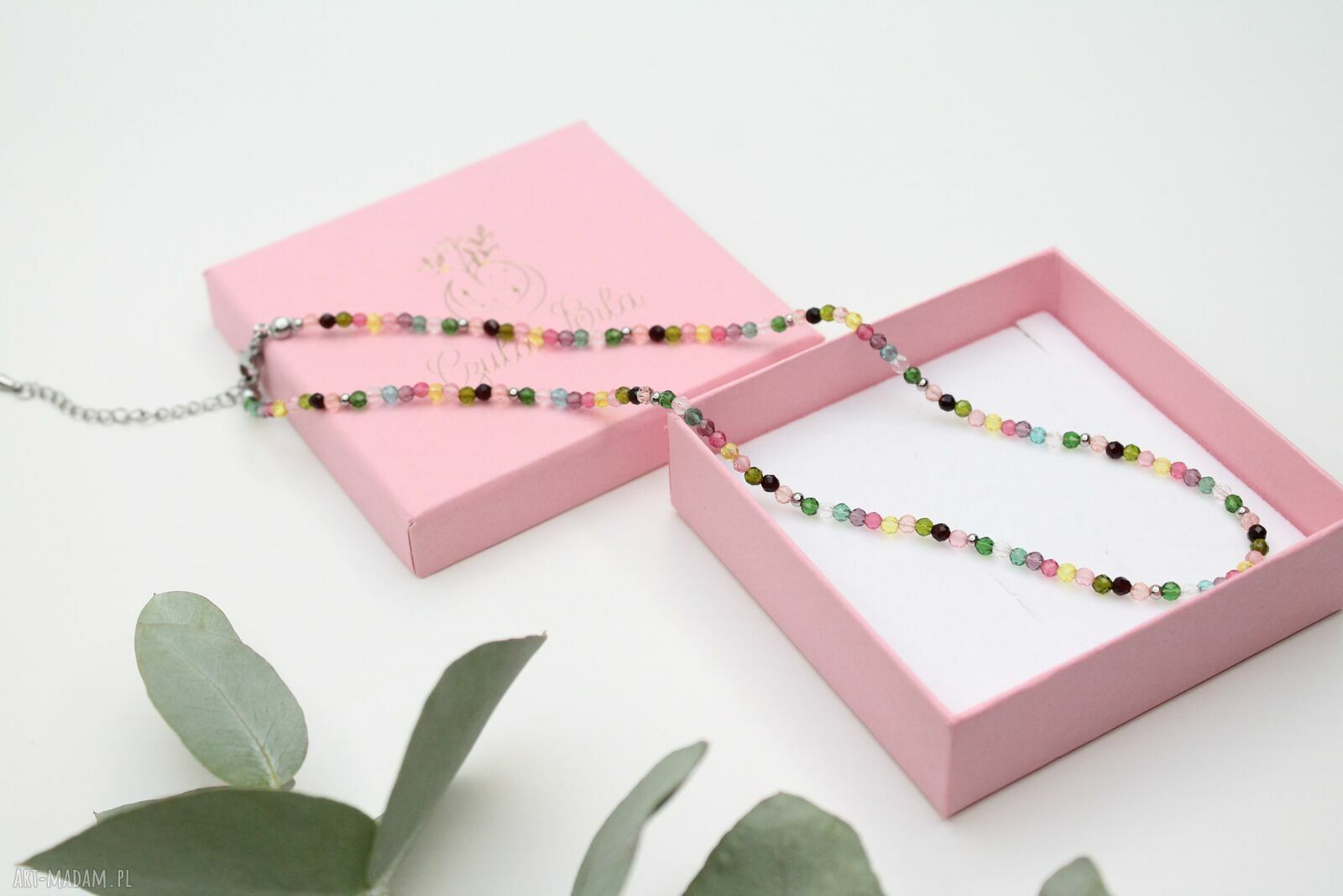 Kolorowy choker z drobnych szklanych koralików