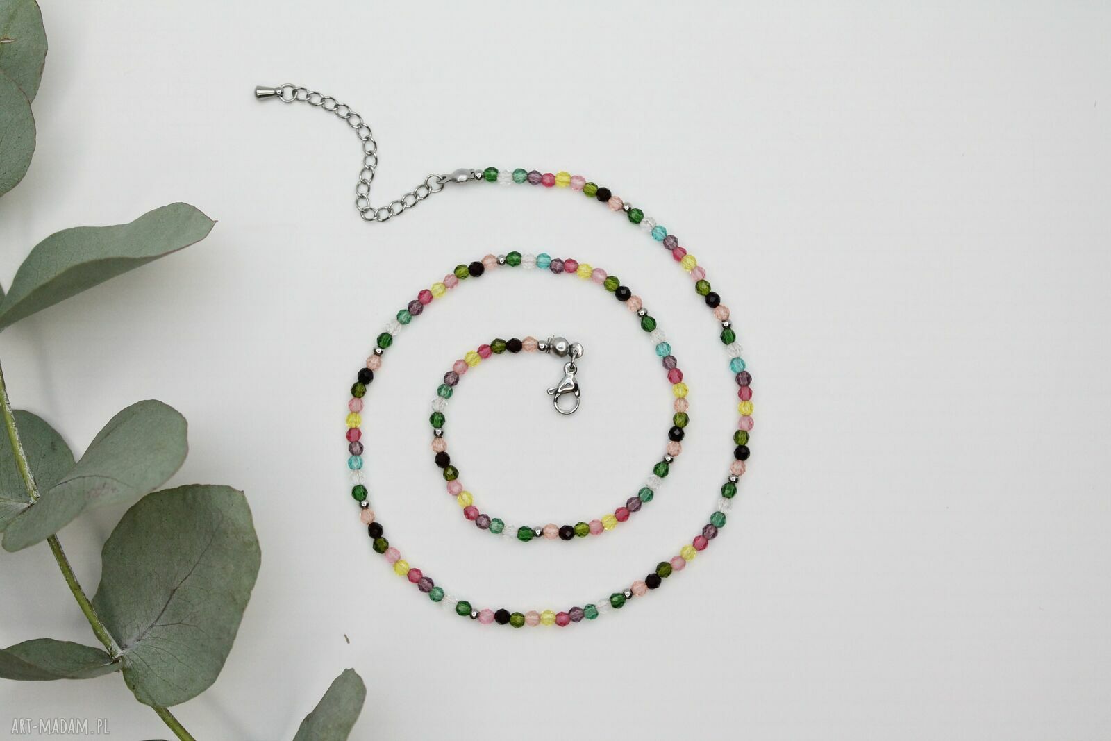 Kolorowy choker z drobnych szklanych koralików