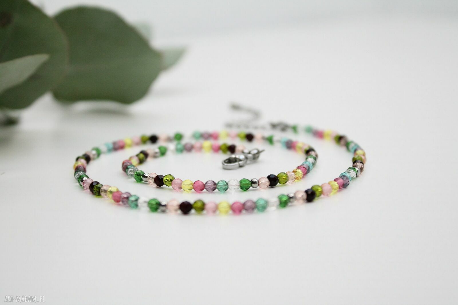 Kolorowy choker z drobnych szklanych koralików