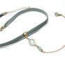 naszyjniki choker - /smycz / grey mint/