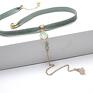 szare naszyjniki choker - /smycz / grey mint/