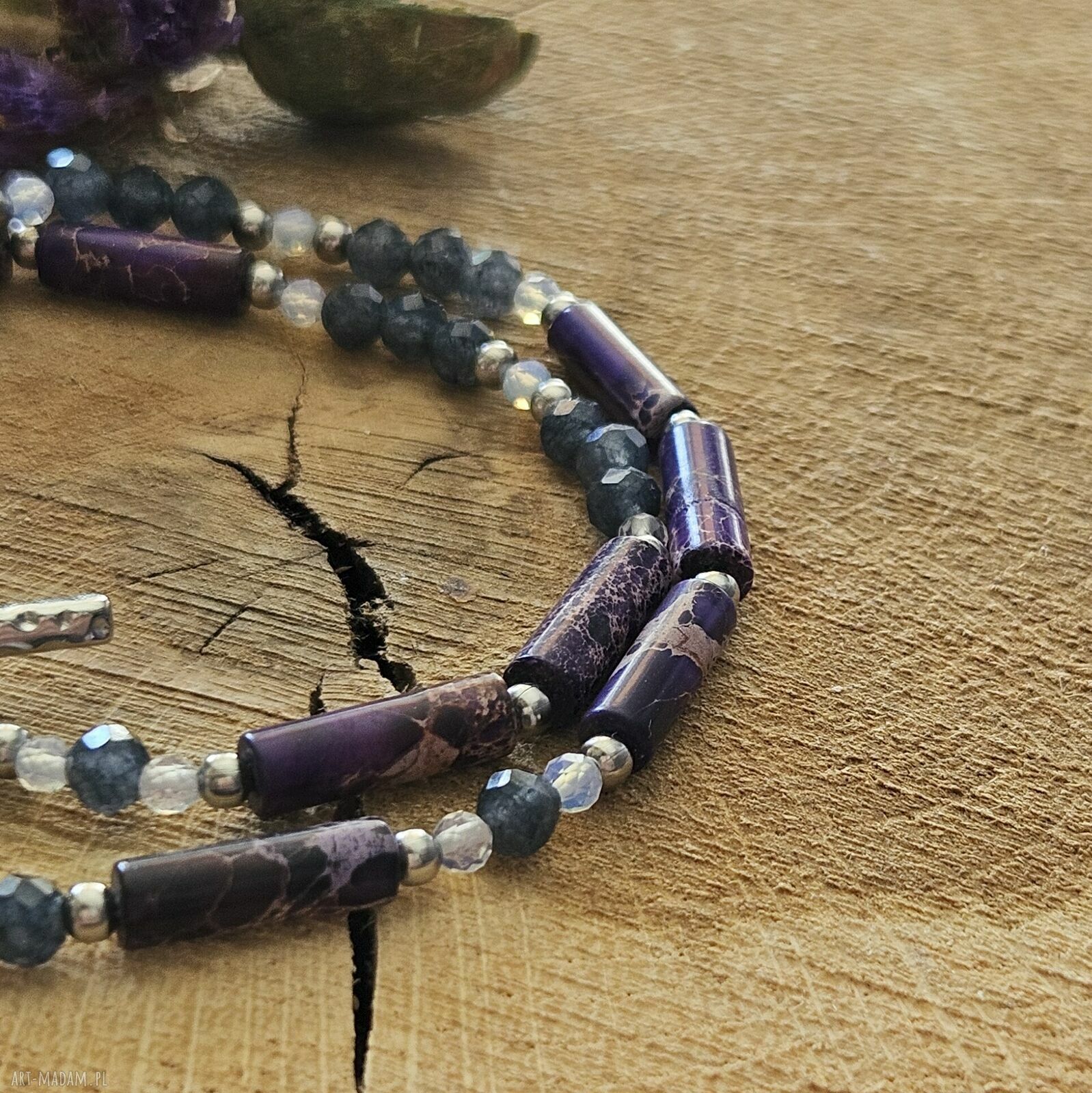 Choker z jaspisem cesarskim, jadeitem i opalem