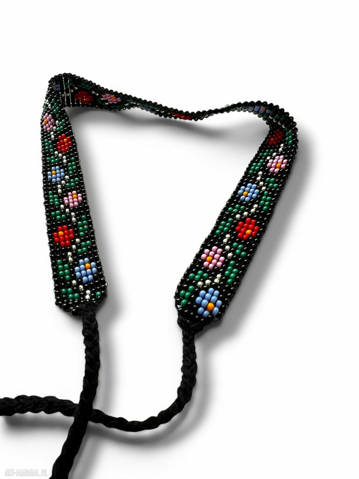 Choker z koralików w kwiatowy wzór - ręcznie robiony