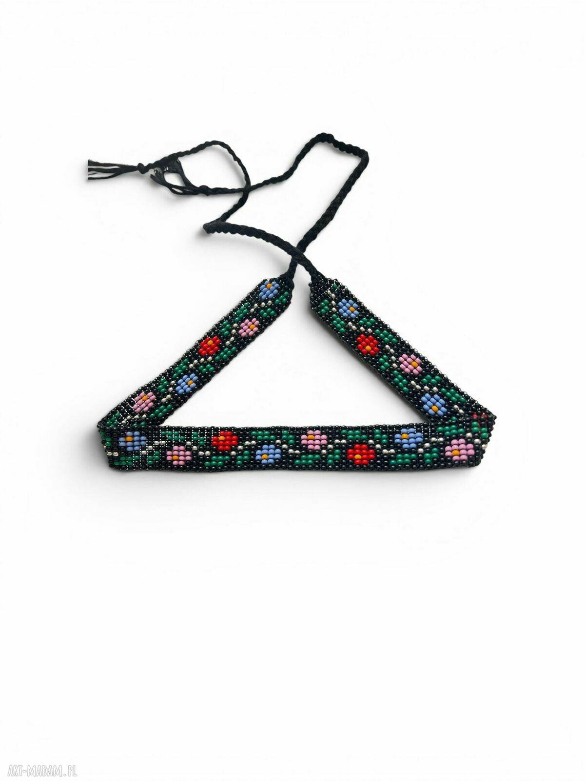 Choker z koralików w kwiatowy wzór - ręcznie robiony