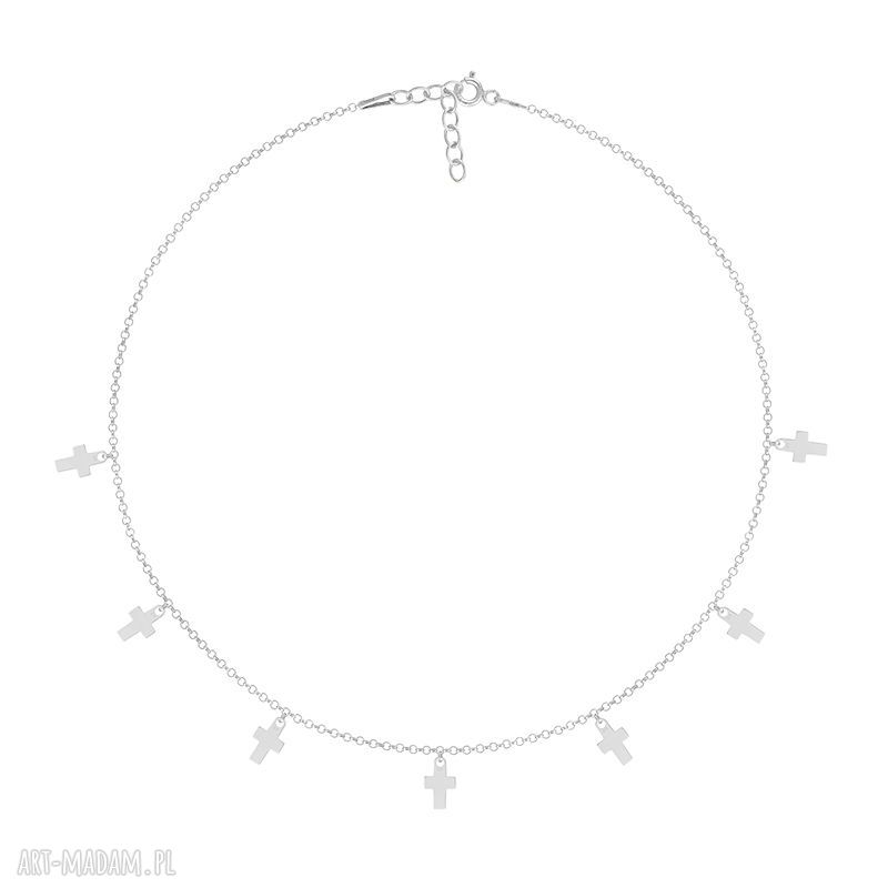 Choker krzyżykami celebrate krzyż srebro 925 prezent celebrytka