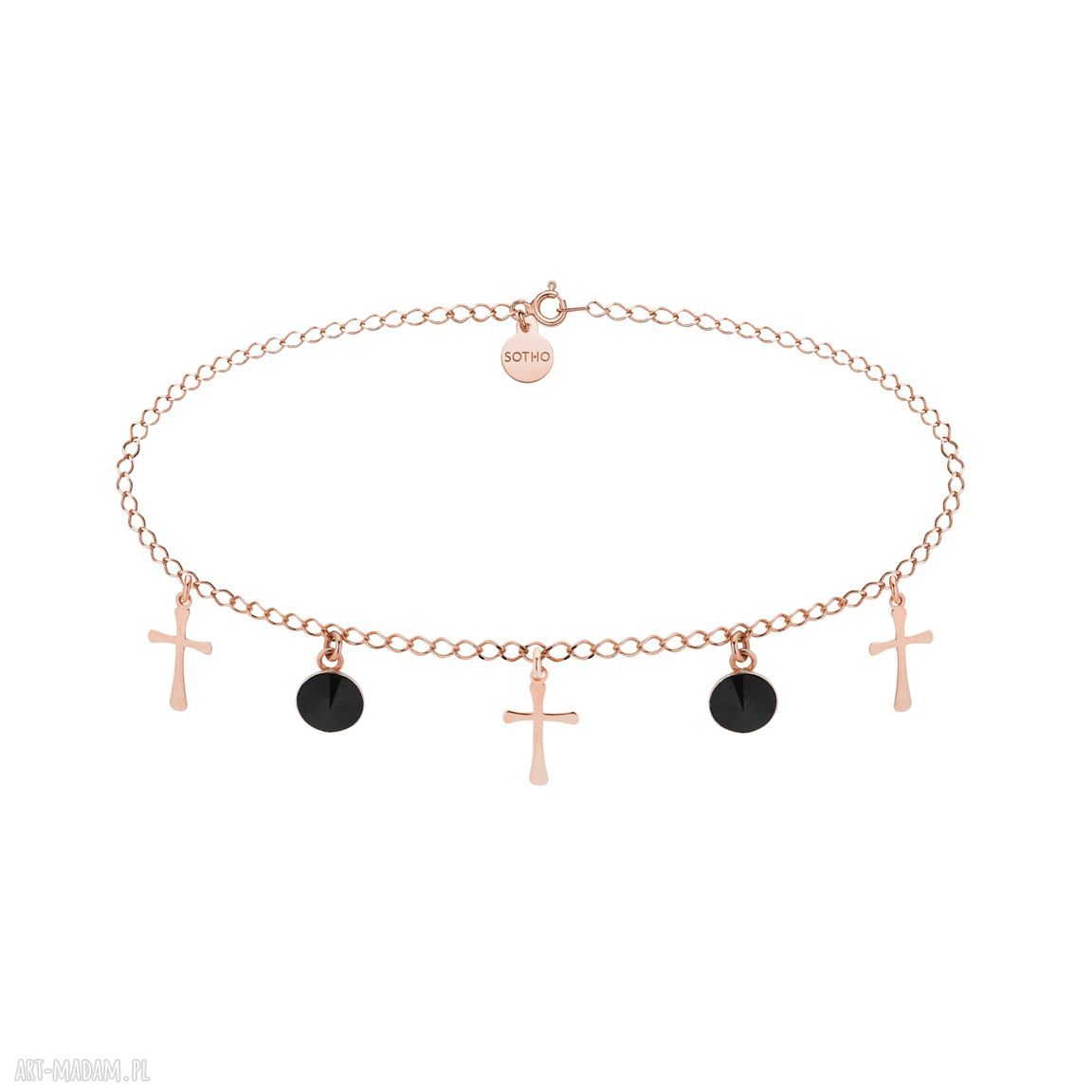 Choker krzyżykami różowego złota czarnymi kryształami swarovski®