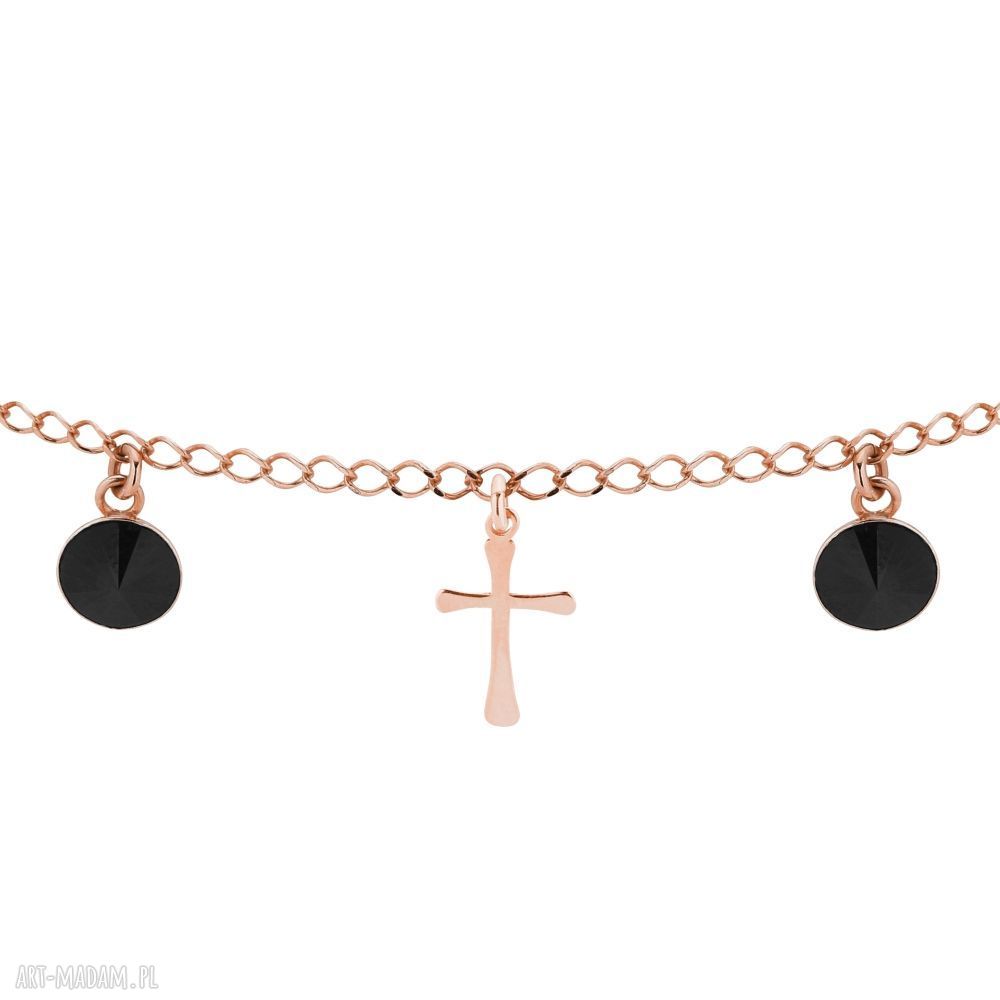 naszyjniki: Choker z krzyżykami z różowego złota i czarnymi kryształami SWAROVSKI® CRYSTAL