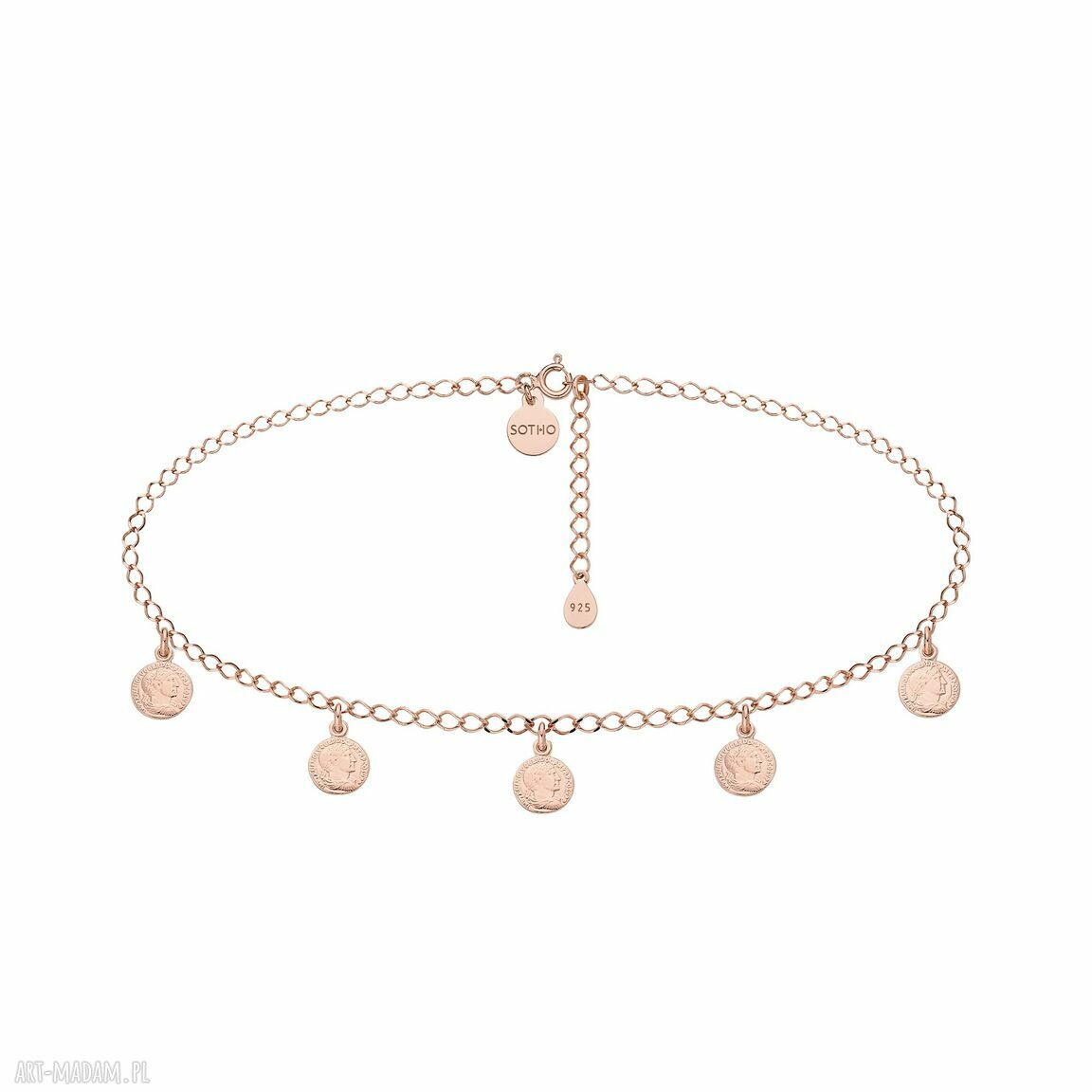 Choker monetami różowego złota naszyjnik medalion coins moneta
