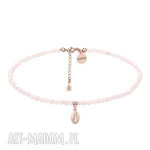 choker z pereł naturalnych z muszelką z różowego złota