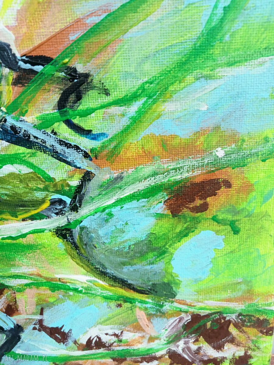Chrząszcz brzmi w trzcinie - ręcznie malowany obraz akrylowy 30x30