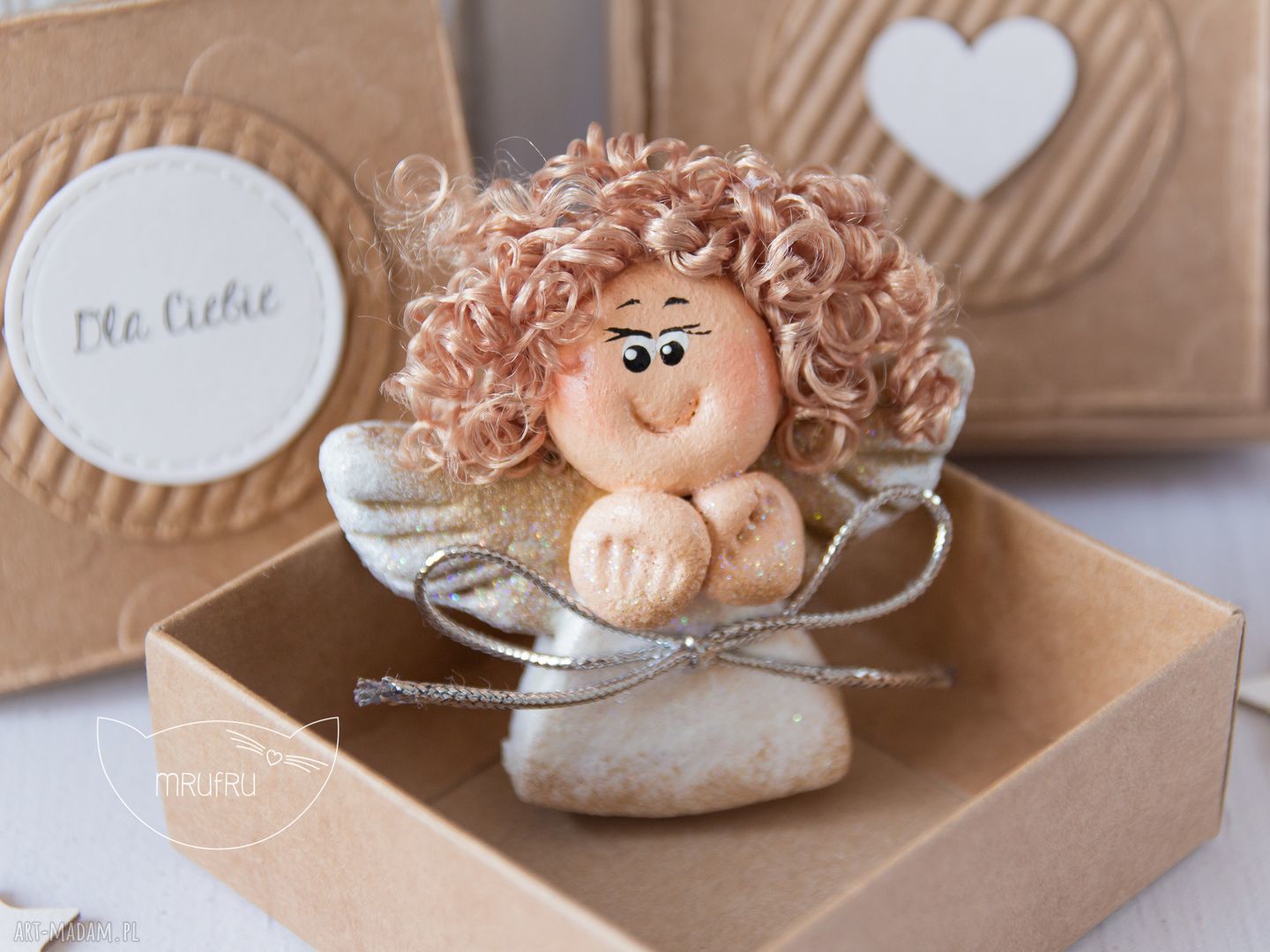 Aniołek stróż kartką mini pudełeczku przeurocza alternatywa dla