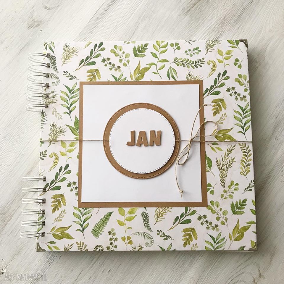 Album rustykalnym stylu prezent chrzest ślub minimalistycznym