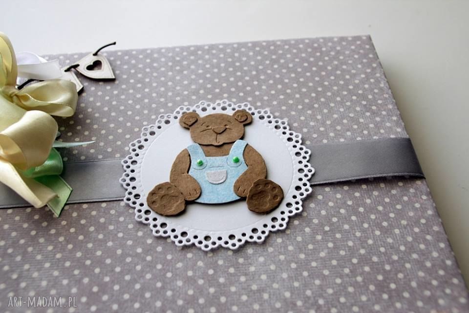 scrapbooking albumy: Album z misiem Ręcznie wykonane