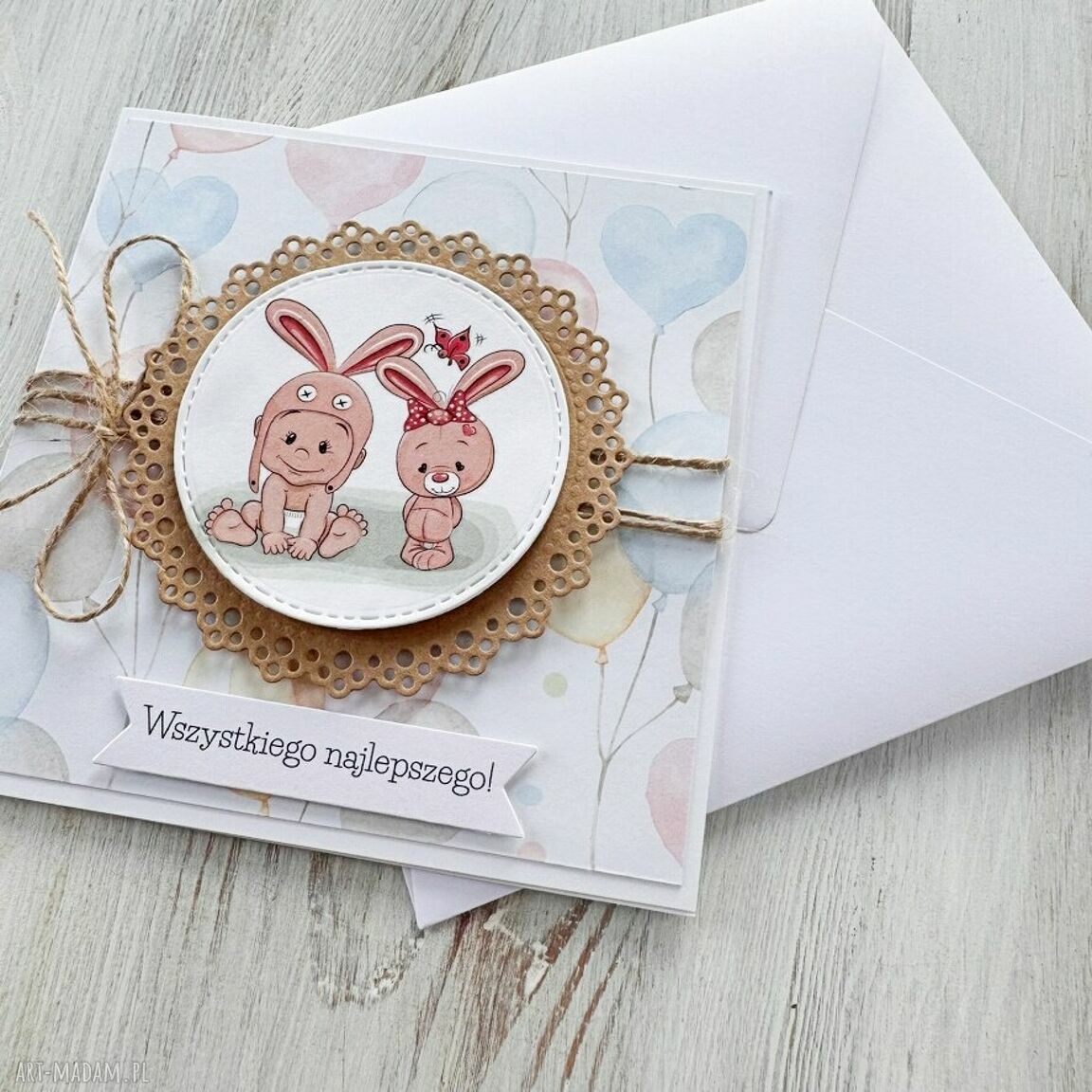 kartki: Kartka na urodziny roczek babyshower Hand Made