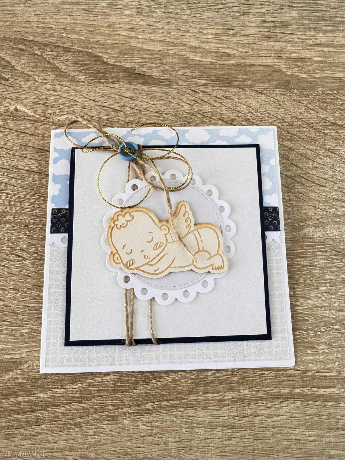 kartki: Kartka na urodziny roczek babyshower ręcznie robione