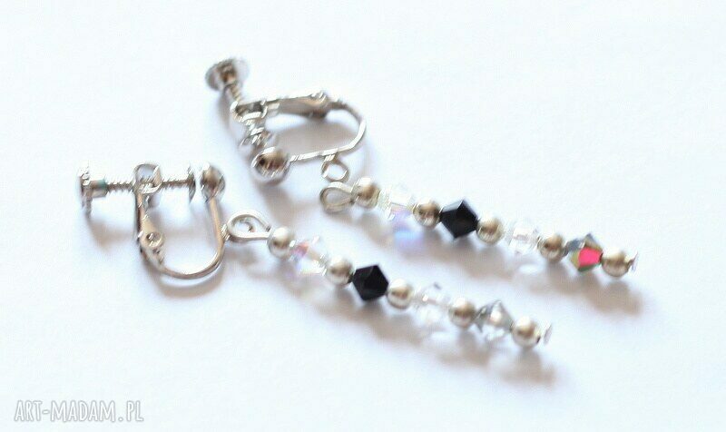 Kolorowe klipsy handmade z elementami Swarovski - prezent dla niej