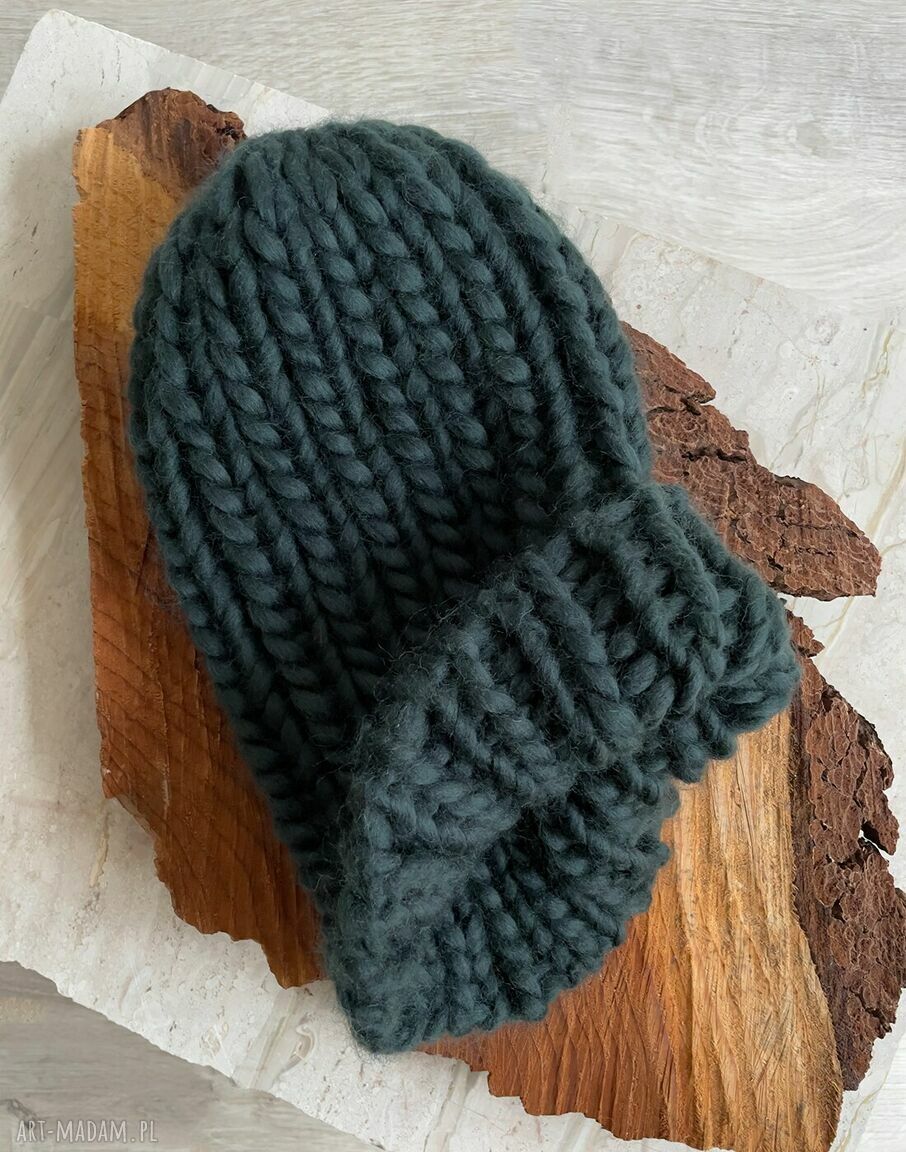 Czapka Chunky Green Forest - ręcznie robiona beanie na zimę