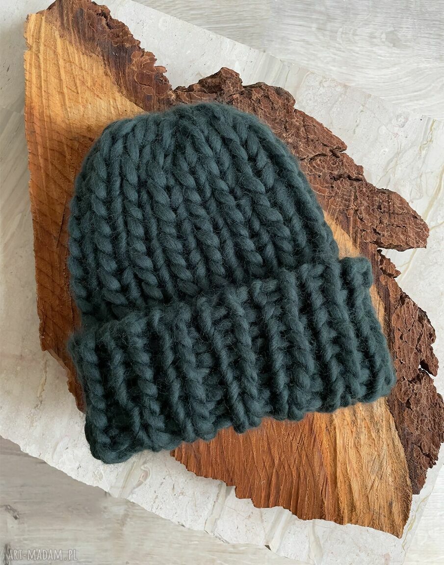 Czapka Chunky Green Forest - ręcznie robiona beanie na zimę