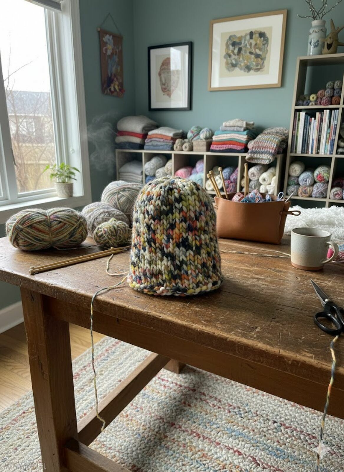 Czapka Chunky Beanie z 100% Wełny Merino (Multikolor) - ręcznie robiona