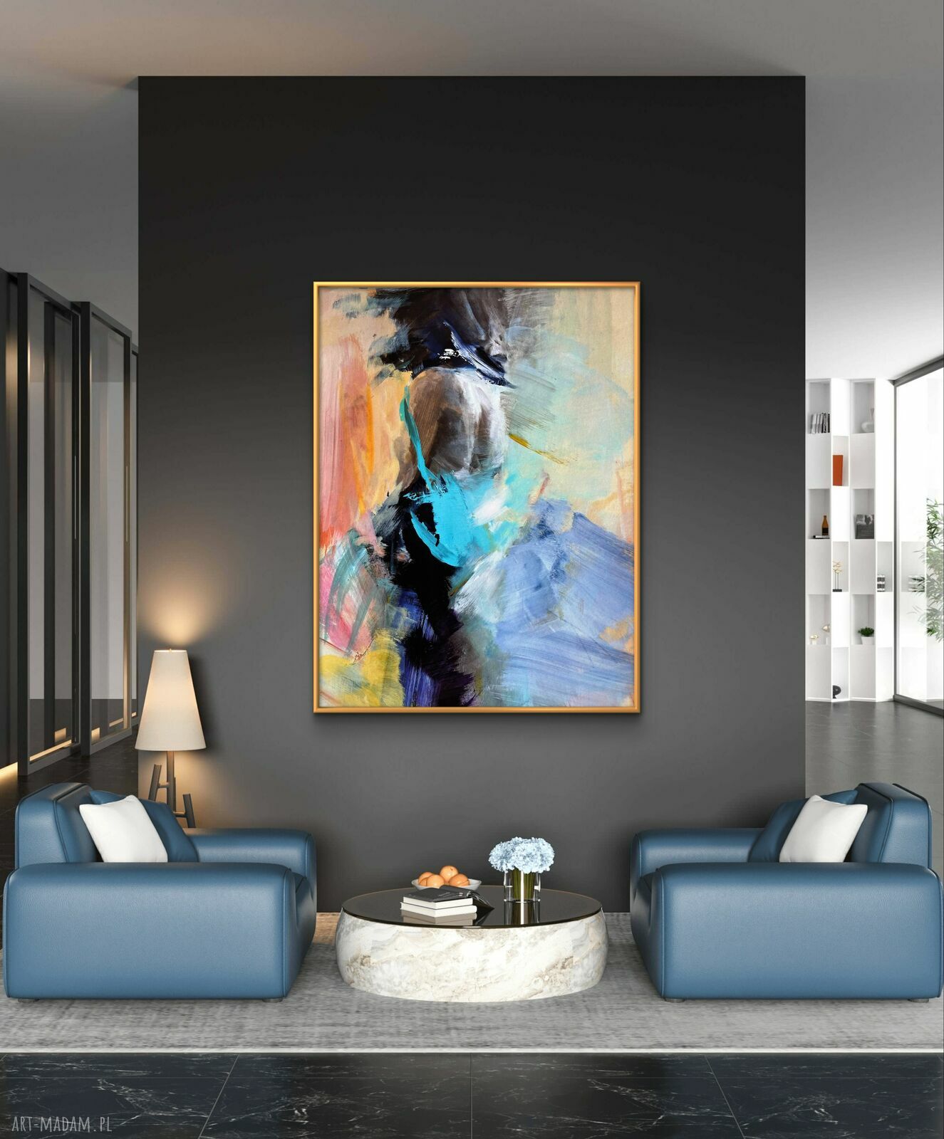 Chusta 100x70 cm - pastelowa inkografia kobiety do oprawy