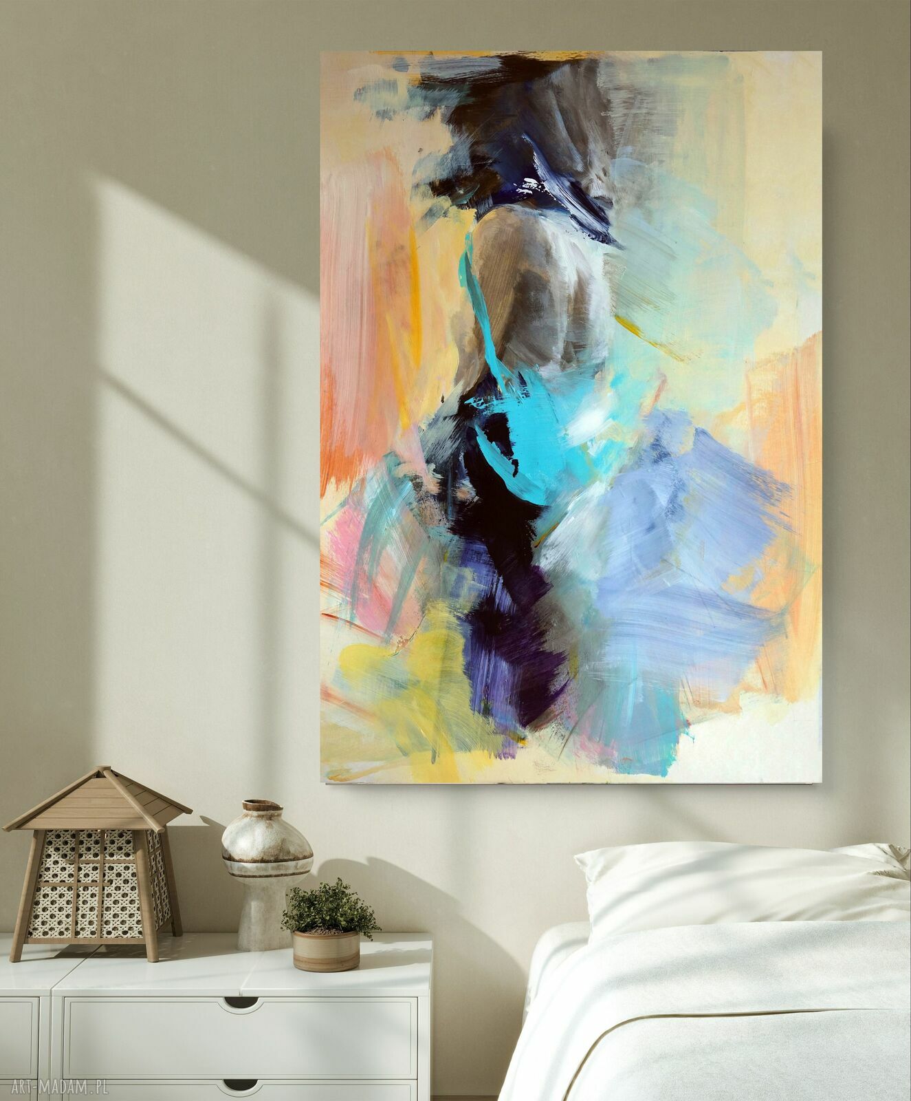 Chusta 100x70 cm - pastelowa inkografia kobiety do oprawy