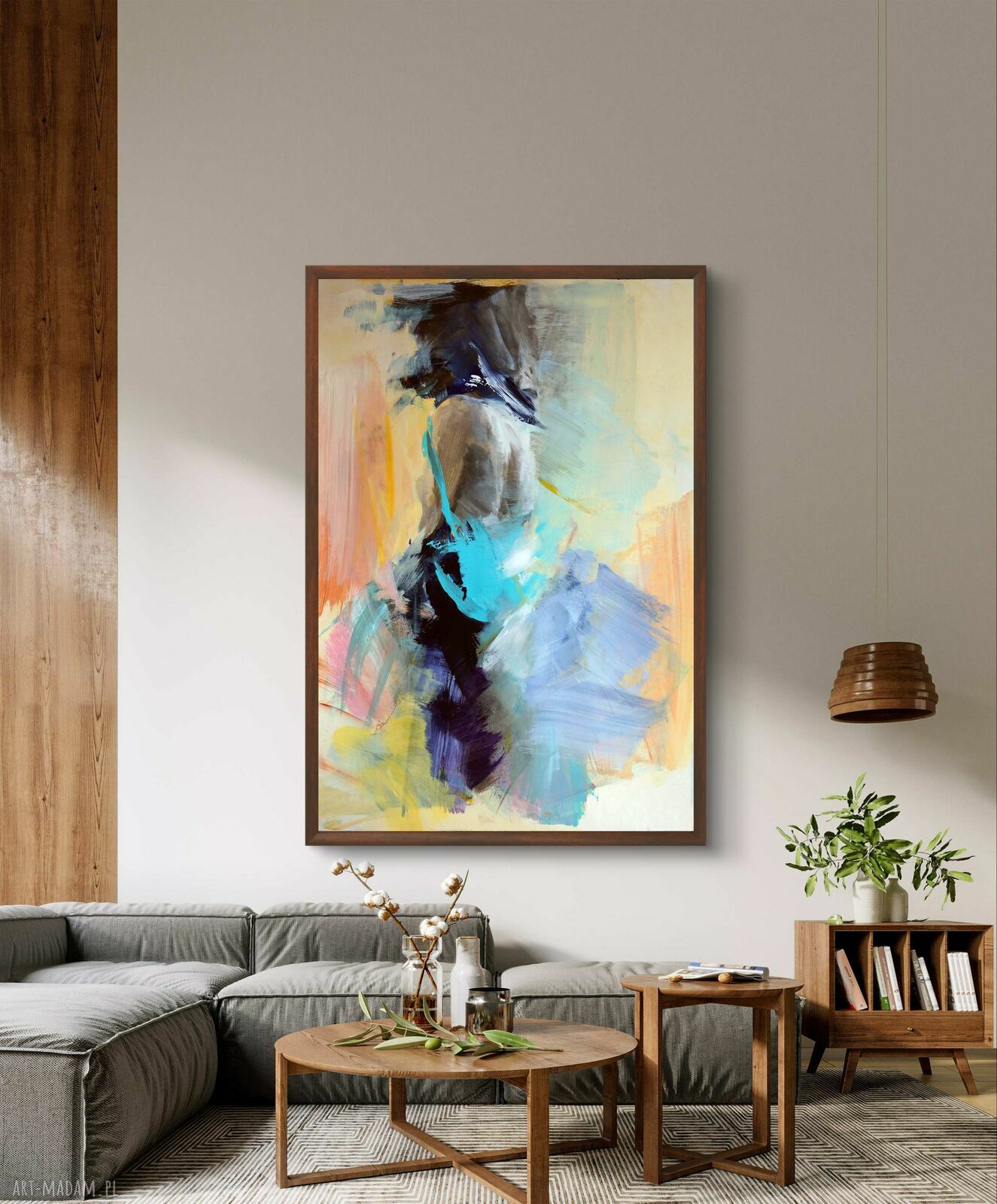 Chusta 100x70 cm - pastelowa inkografia kobiety do oprawy