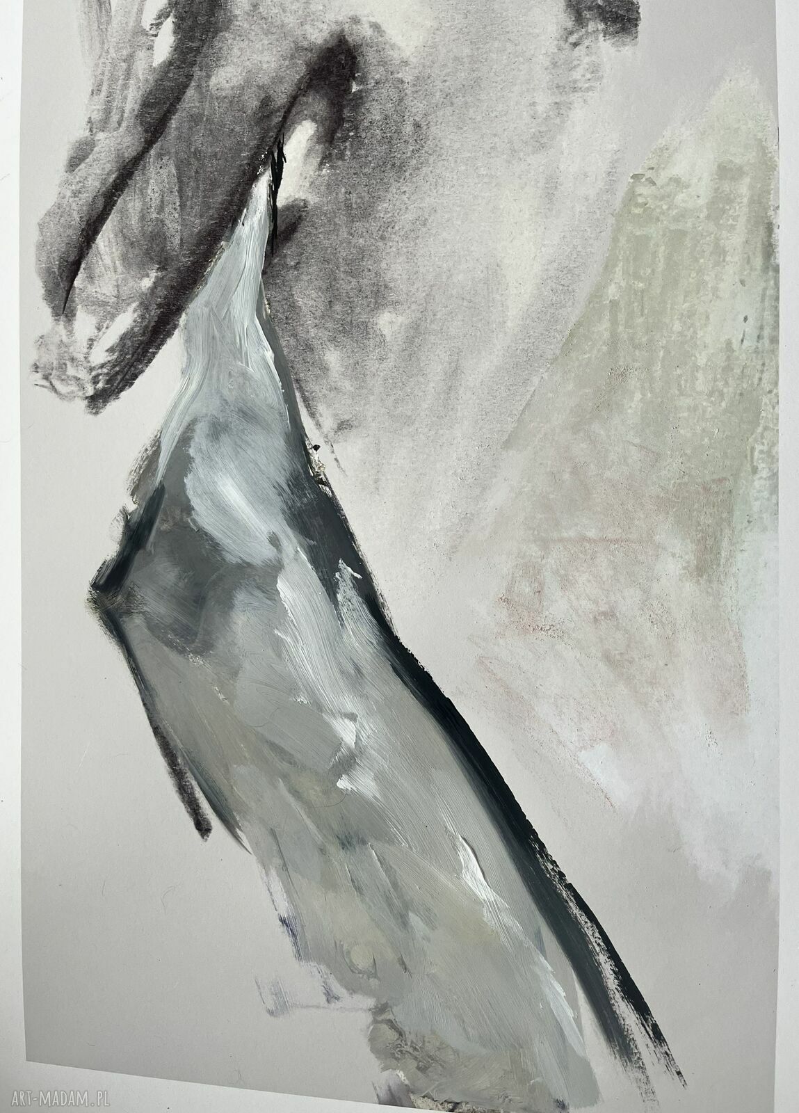 Chusta - kobiecy obraz do sypialni Louka 40x86 cm (inkografia akryl i pastele)