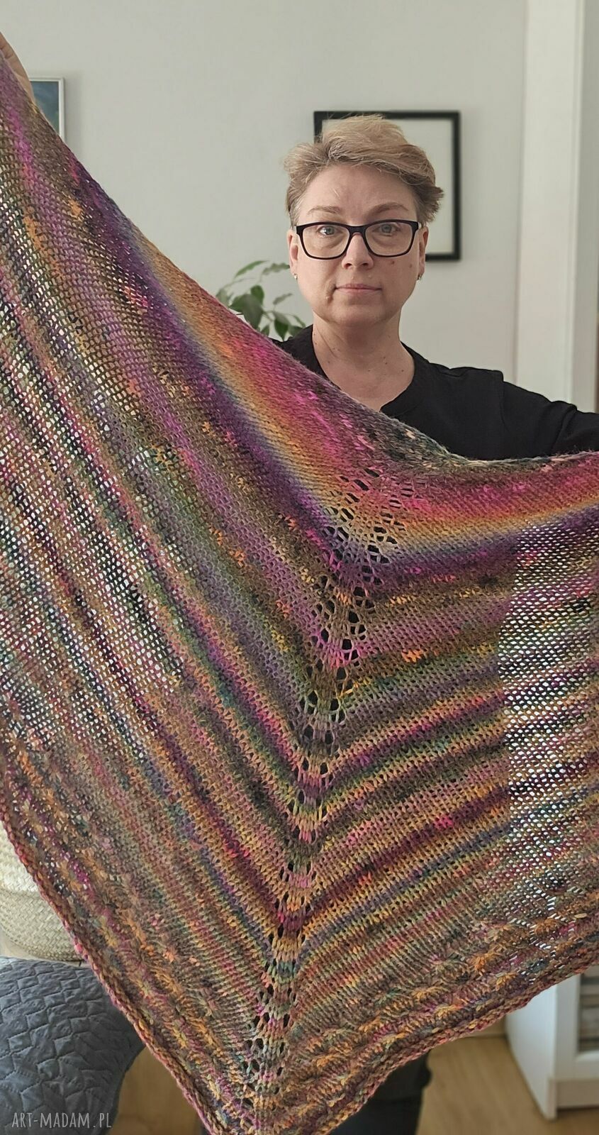 Chusta magnolia drutach szyję prezent szal kolorowa wełny