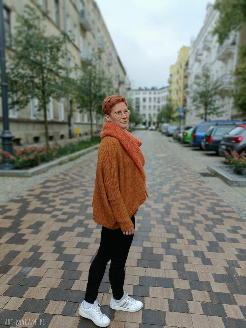 Chusta „Manchado - Rudzielec” - wełniana dzianina na drutach: mięsista, lekka i wyjątkowo ciepła