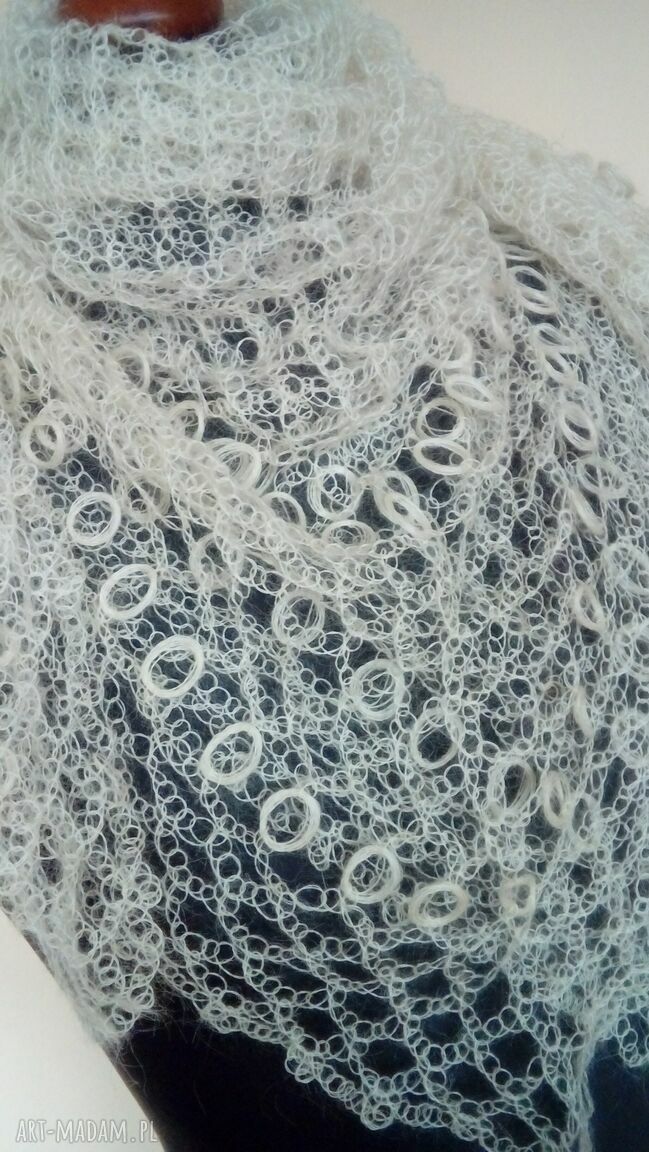 Chusta mgiełka ecru z moheru 95x95 cm - elegancka narzutka i szal