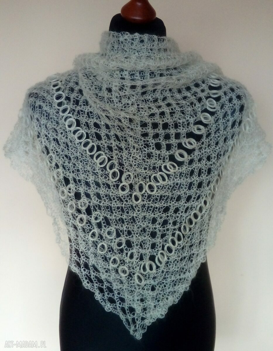 Chusta mgiełka ecru z moheru 95x95 cm - elegancka narzutka i szal
