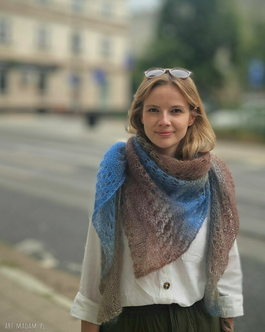 Chusta mgła moher jedwab szal naszyję drutach prezent dla kobiet