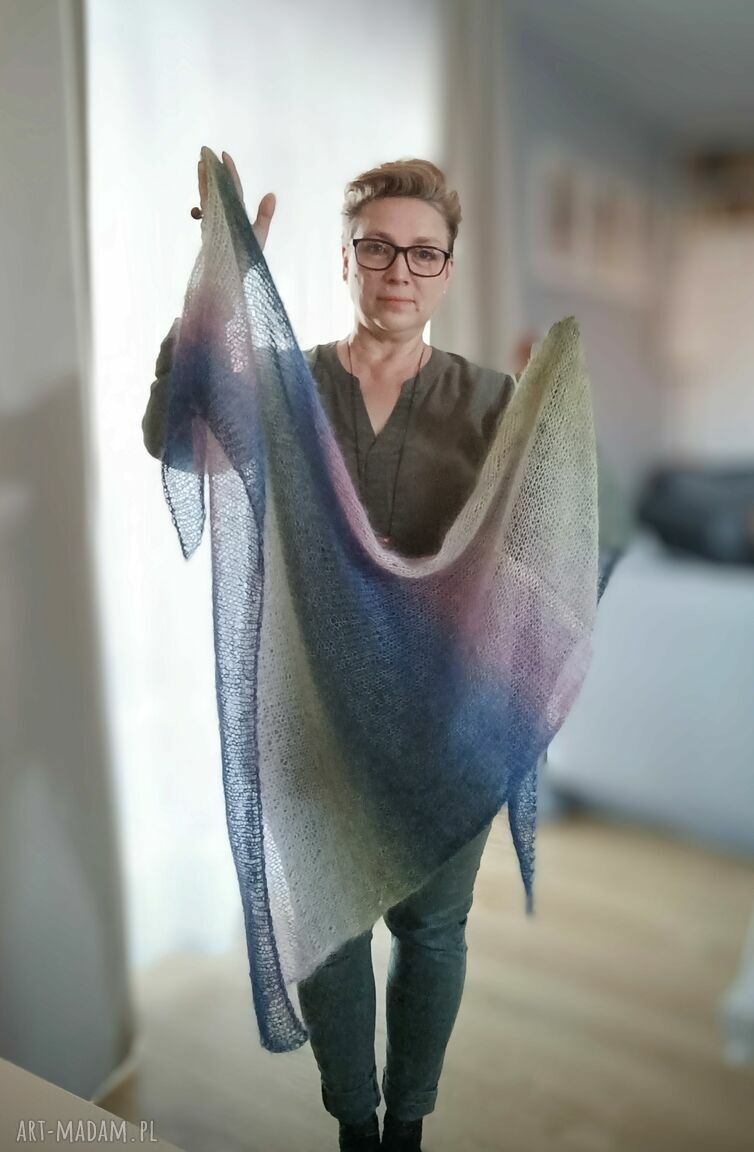 Chusta Mgła na drutach moher i jedwab, 200 cm