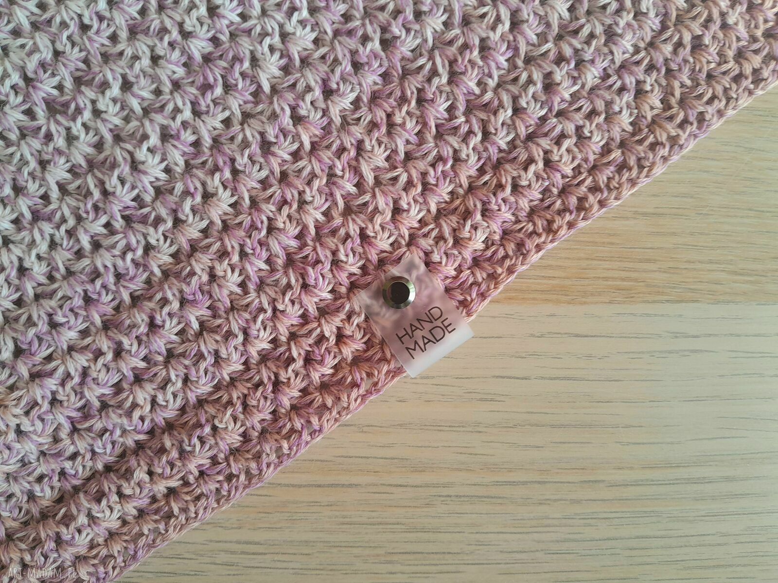 Chusta ombre z wełną merino - pudrowy róż