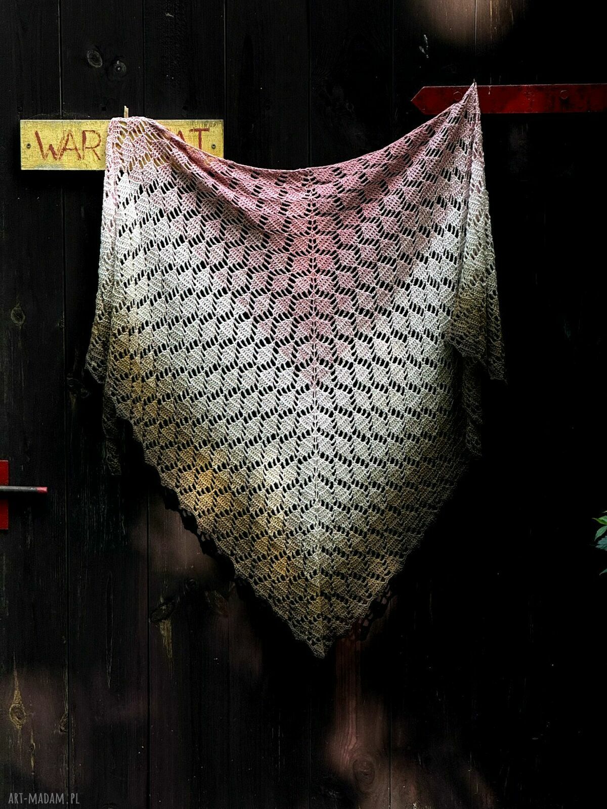 Chusta ombre Nenufary z bawełny organicznej - ręcznie szydełkowana 240 cm