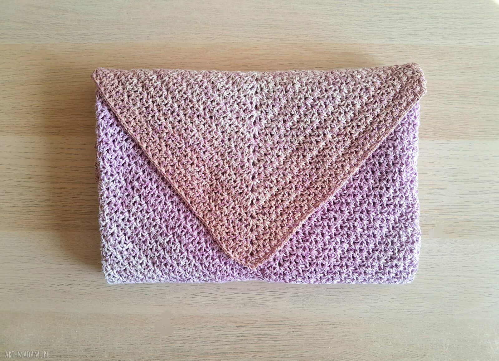 Chusta ombre z wełną merino - pudrowy róż