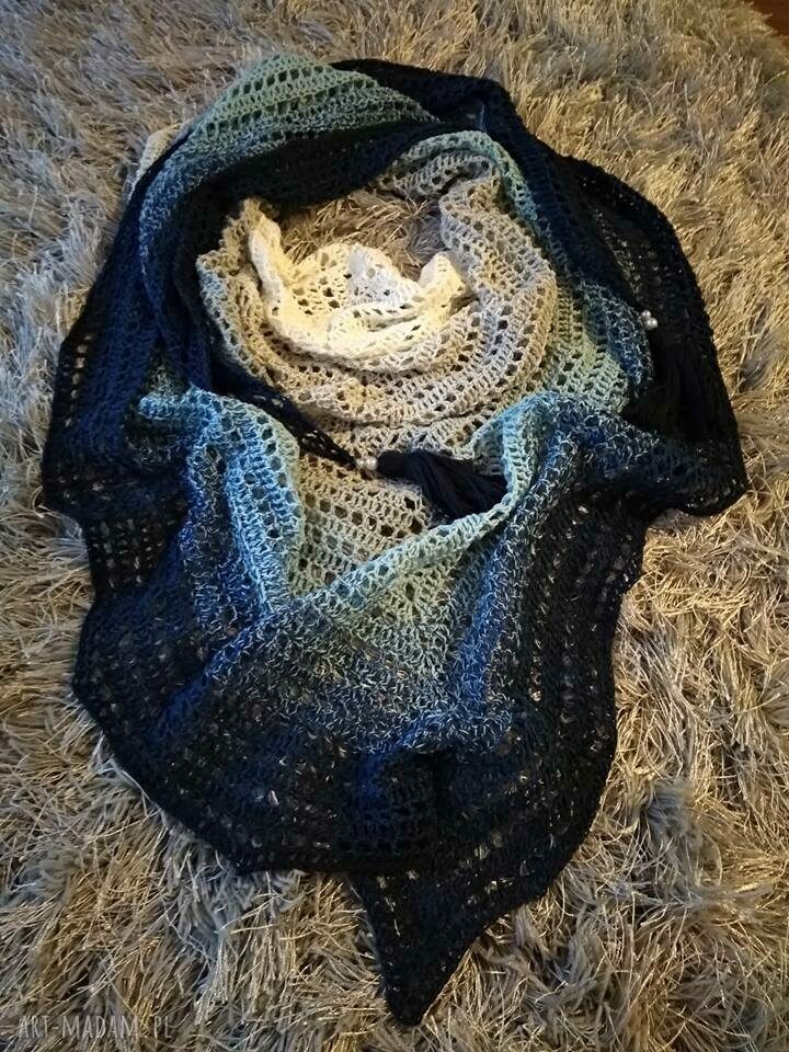 chustki i apaszki: Chusta szydełkowa, szal, narzutka ręcznie wykonane