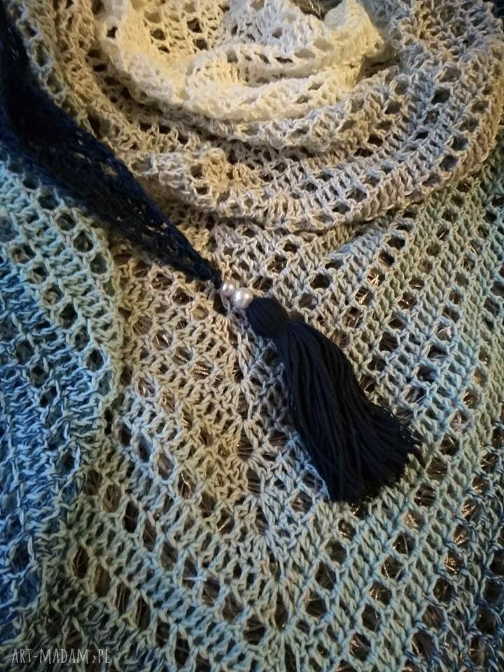 chustki i apaszki: Chusta szydełkowa, szal, narzutka ręcznie wykonane