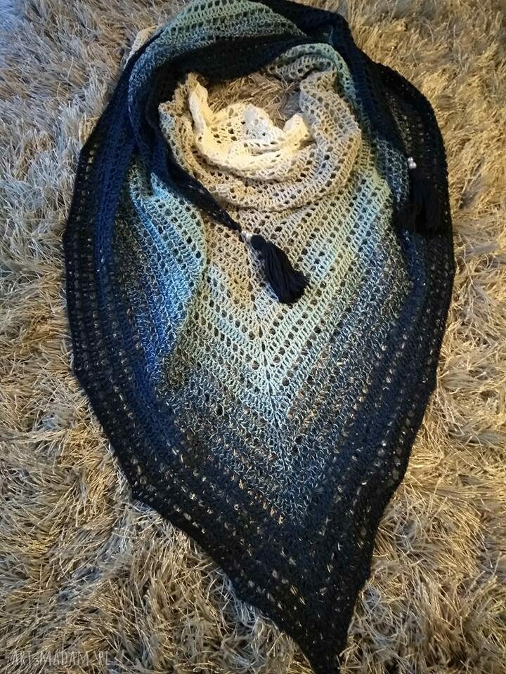 chustki i apaszki: Chusta szydełkowa, szal, narzutka ręcznie wykonane