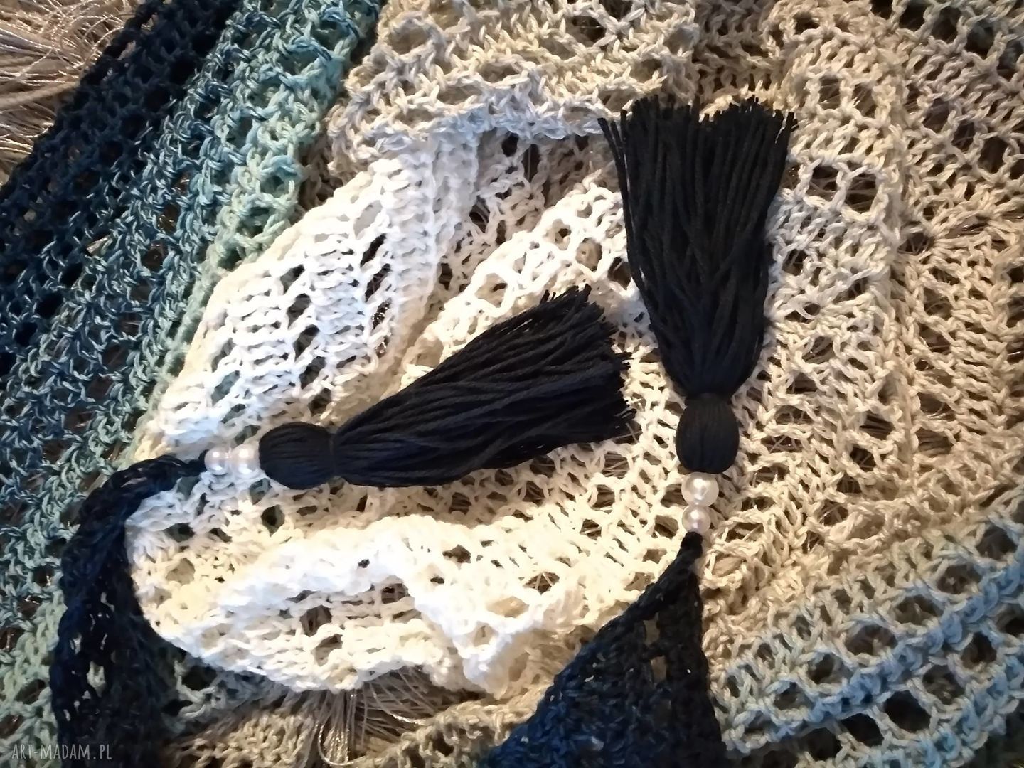 Chusta szydełkowa szal narzutka komin poncho szydełko niesamowita
