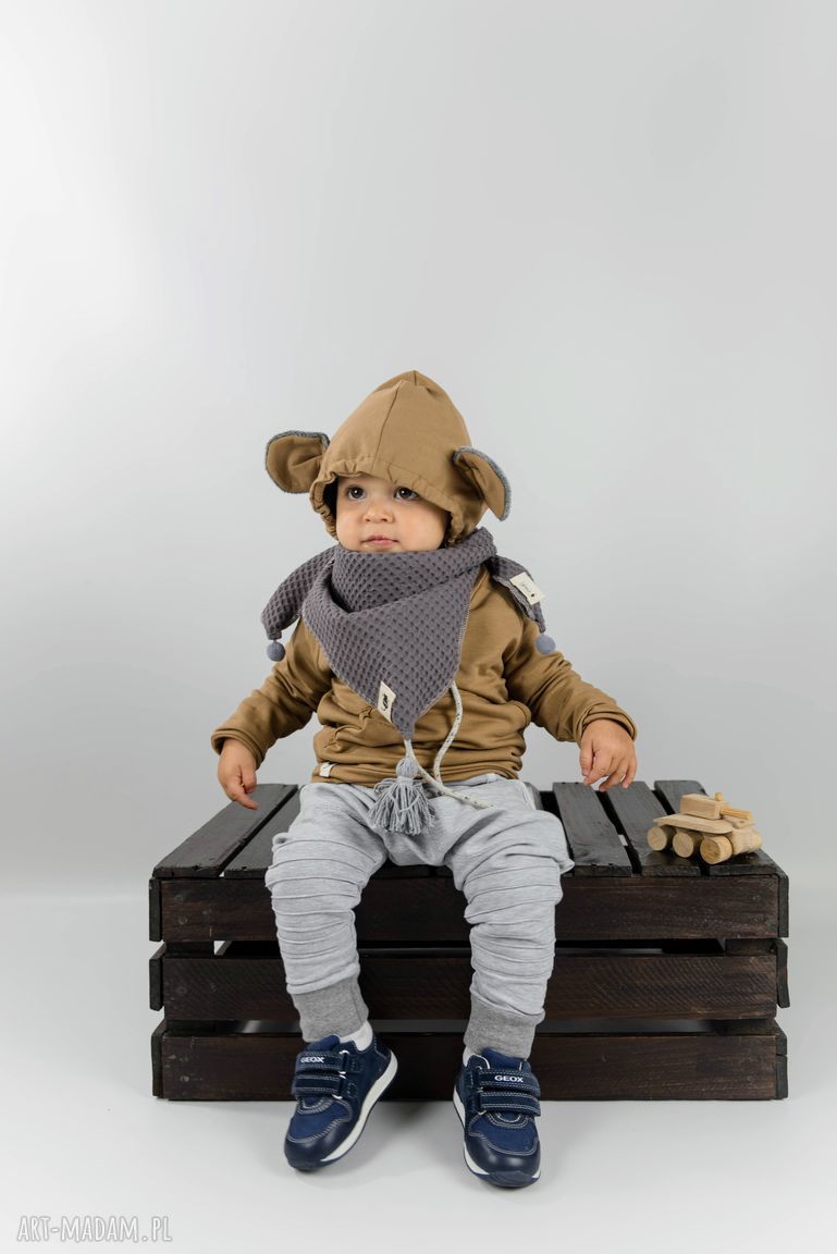 Chusta WAFEL szara handmade z 100% bawełny dla dziecka