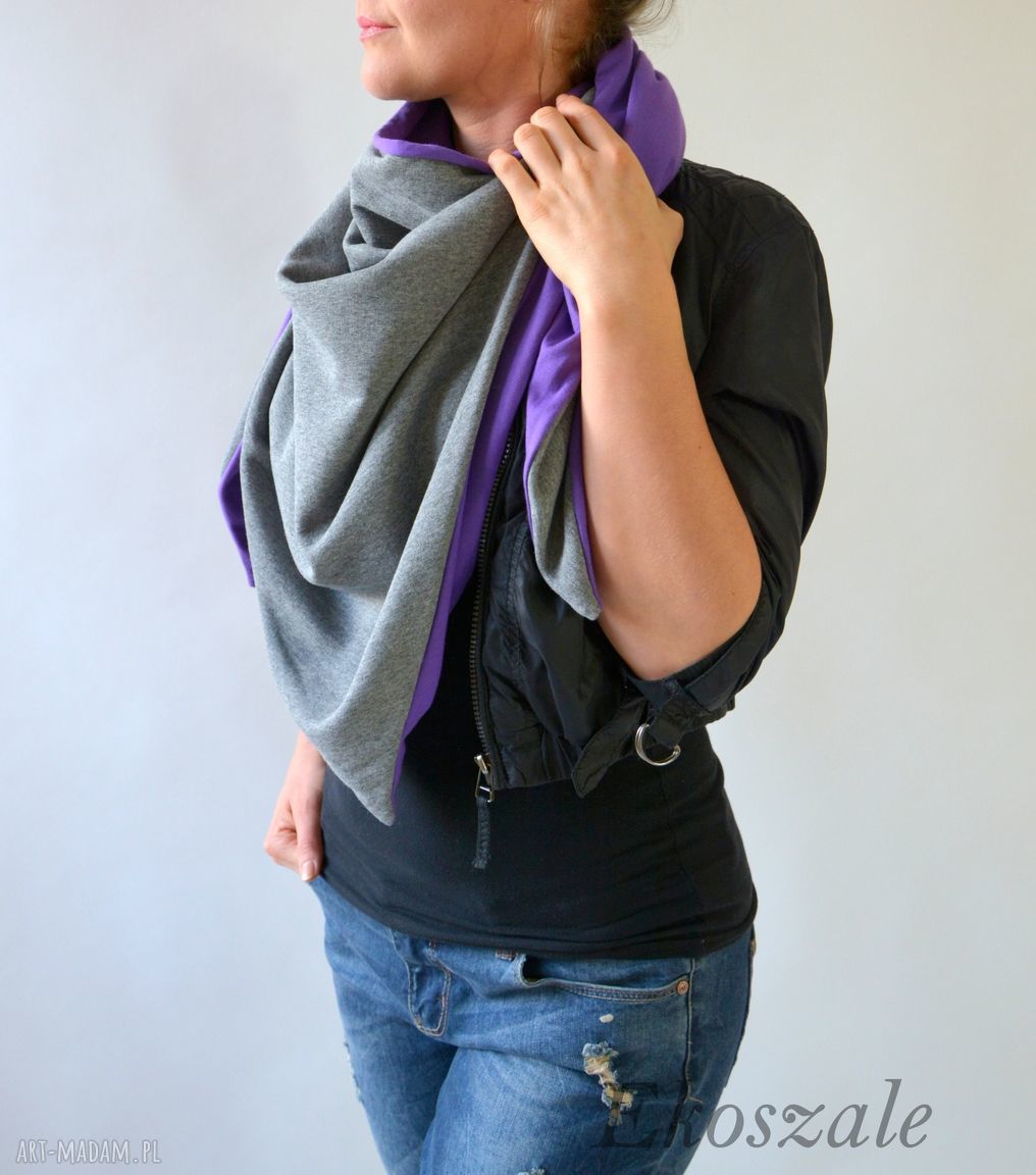 Chusta XXL w ciemnym melanżu - fiolet, Nashani - handmade