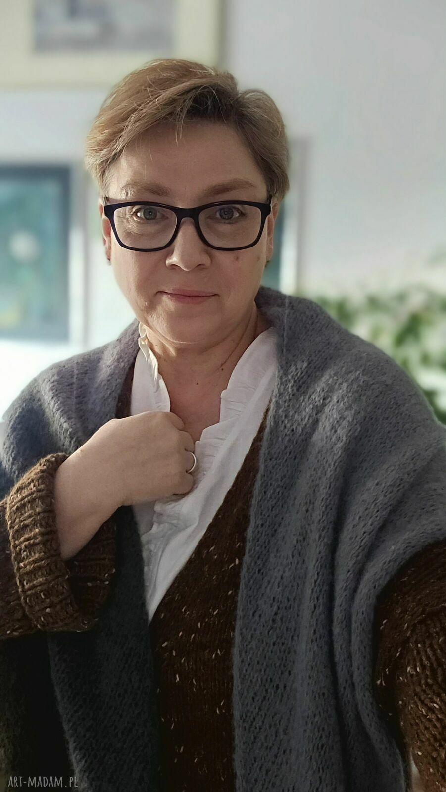 Chusta z alpaki - ręcznie dziergana, duża i ciepła