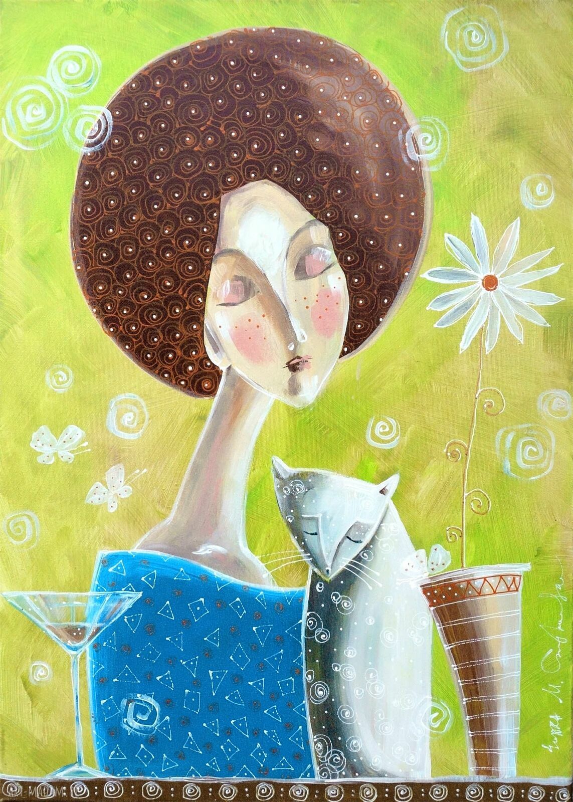 Chwila spokojnej melancholii - giclee z kotem