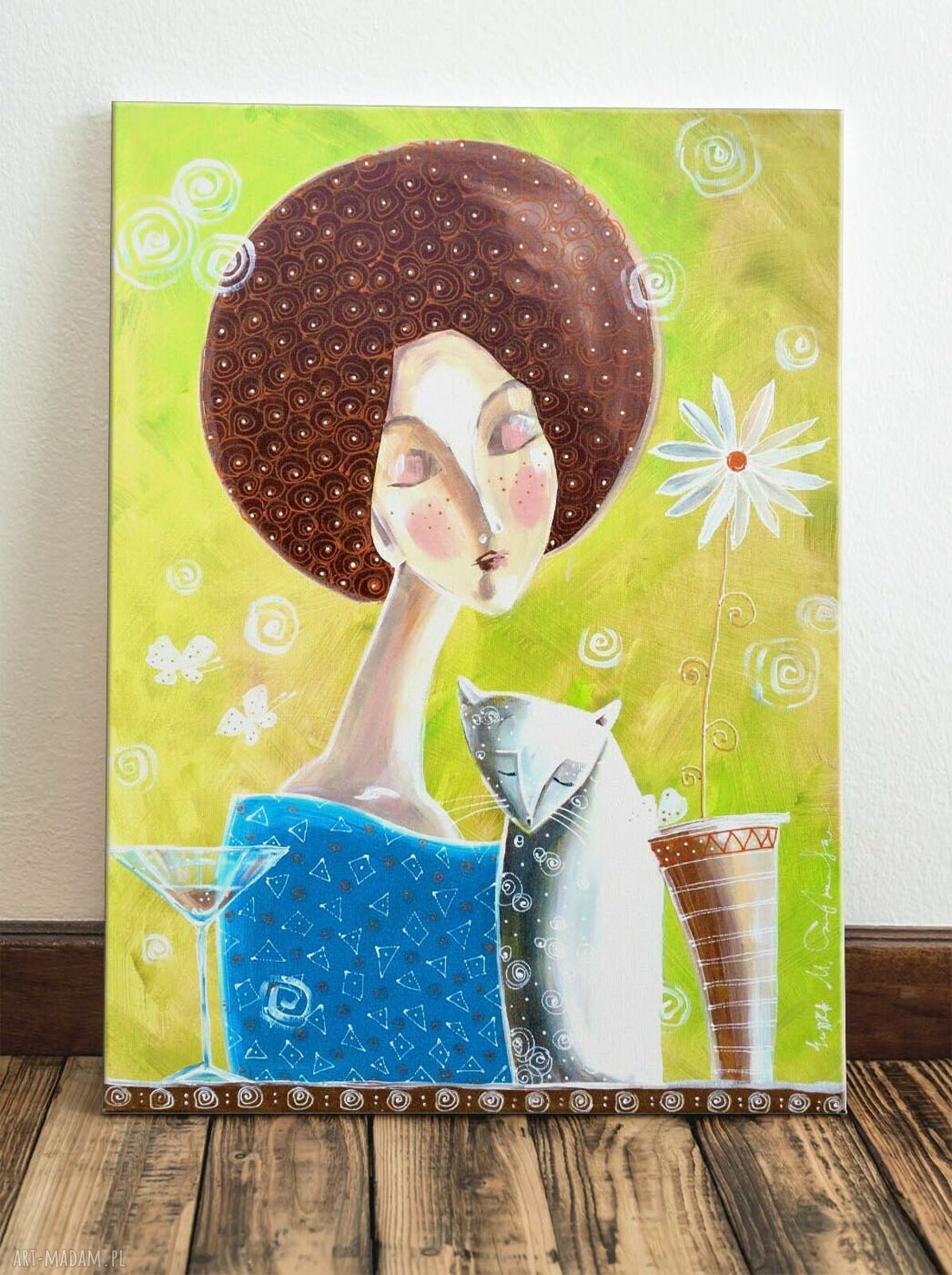 Chwila spokojnej melancholii - giclee z kotem